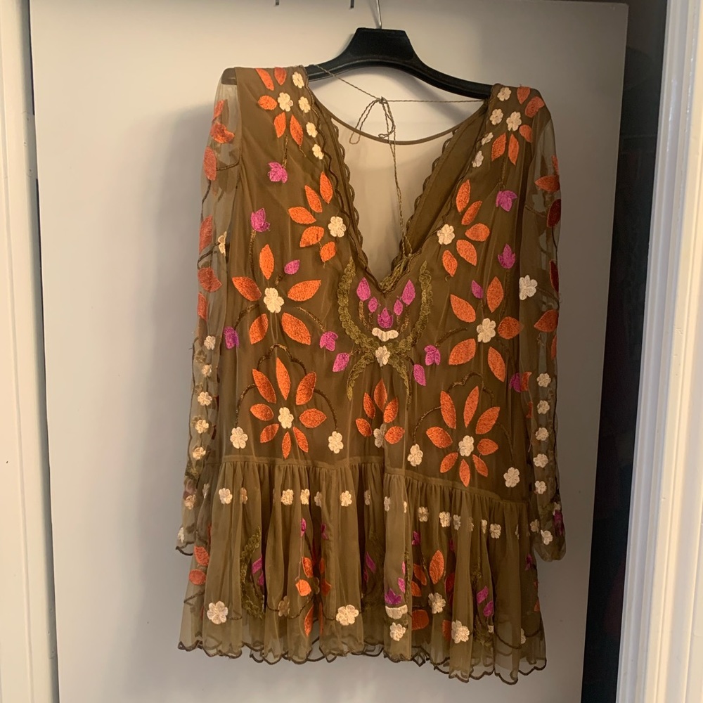 Free People leaves print dress in green